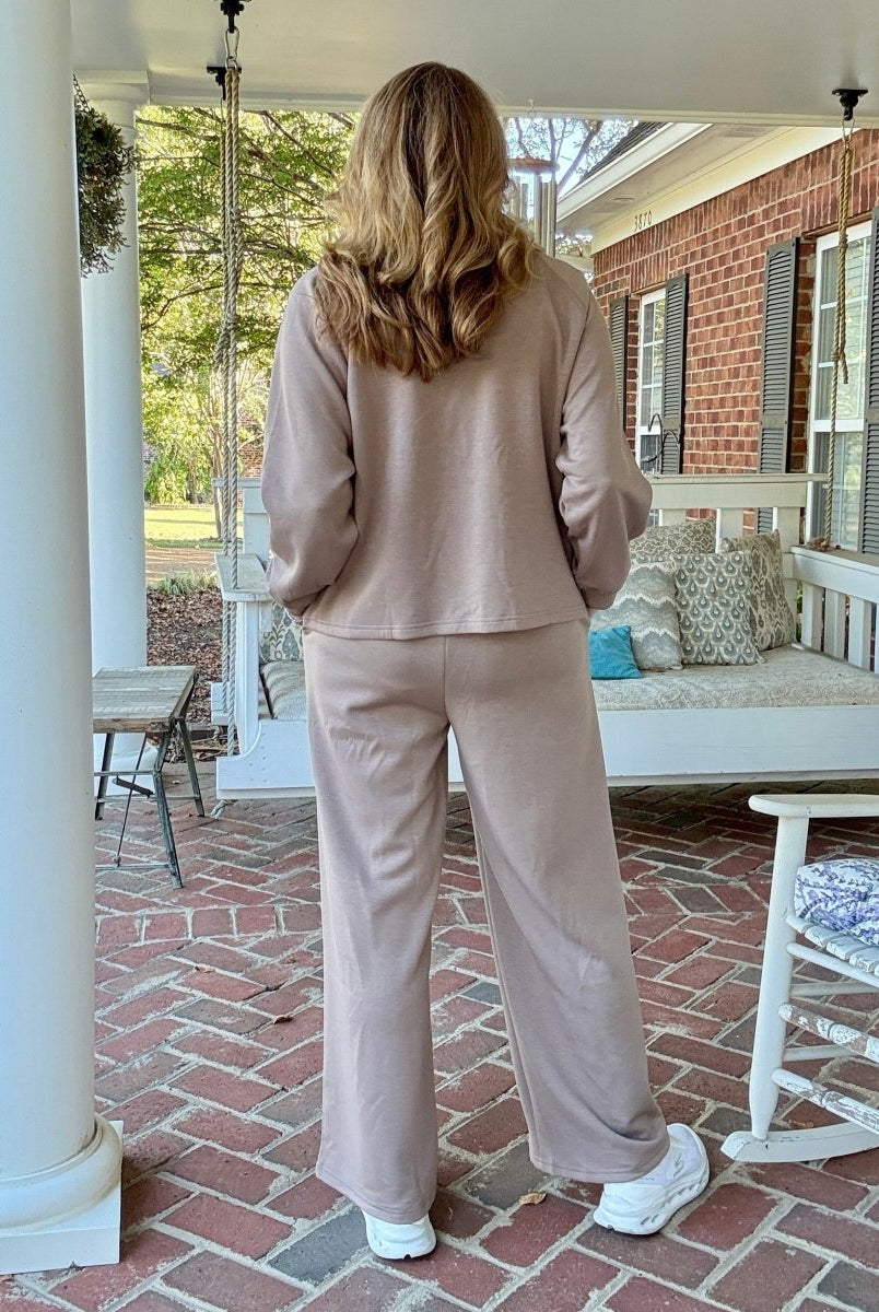 Lennon Scuba Crewneck & Pants Lounge Set - Cocoa - lounge set - Jimberly's Boutique - Olive Branch - Mississippi