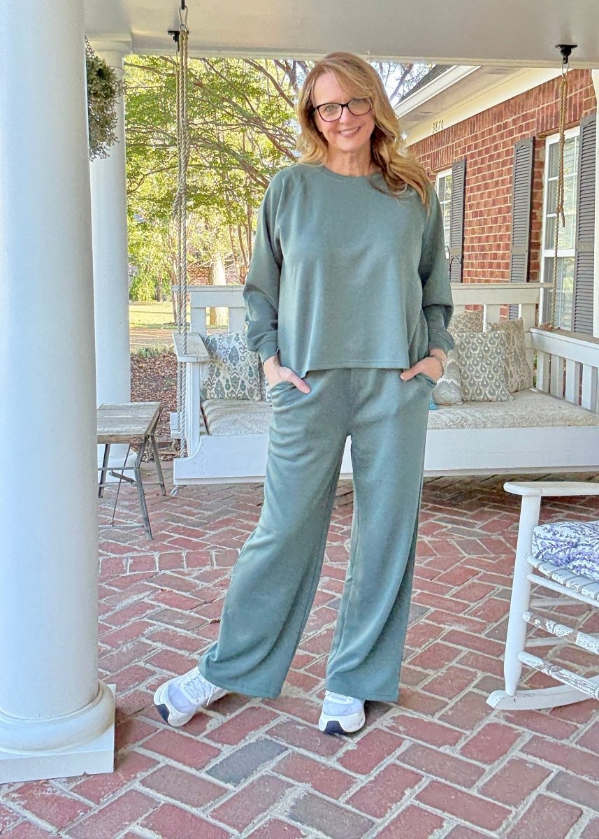 Lennon Scuba Crewneck & Pants Lounge Set - Dk Forest - lounge set - Jimberly's Boutique - Olive Branch - Mississippi