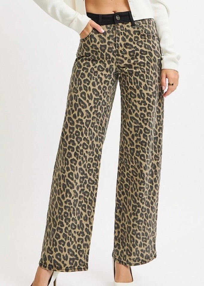 Leopard High Rise Wide Leg Jeans | Risen - risen jeans -Jimberly's Boutique-Olive Branch-Mississippi