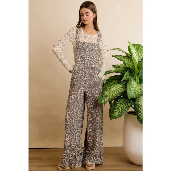 Leopard Print Adjustable Strap Overalls - Jimberly's Boutique-Olive Branch-Mississippi