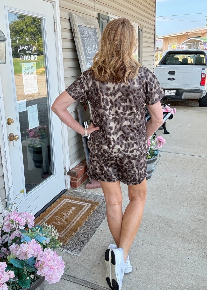 Leopard Print Casual Shorts Set - short set -Jimberly's Boutique-Olive Branch-Mississippi