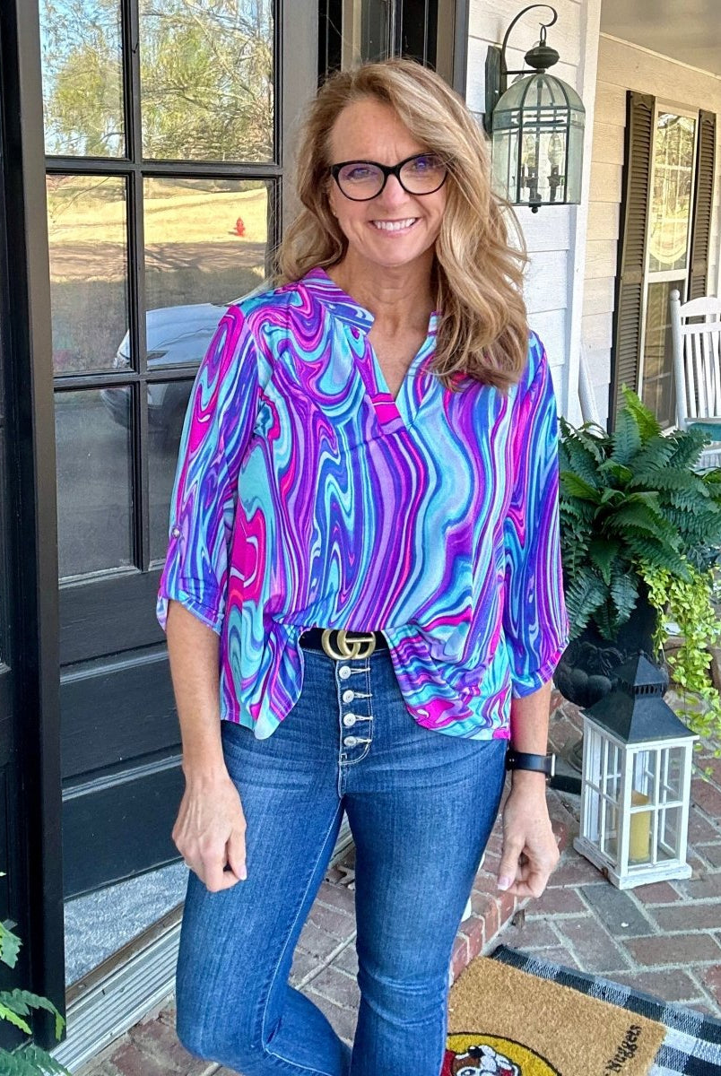 Lizzy Multi Ripple Wrinkle Free Top | Dear Scarlett - Casual Top -Jimberly's Boutique-Olive Branch-Mississippi