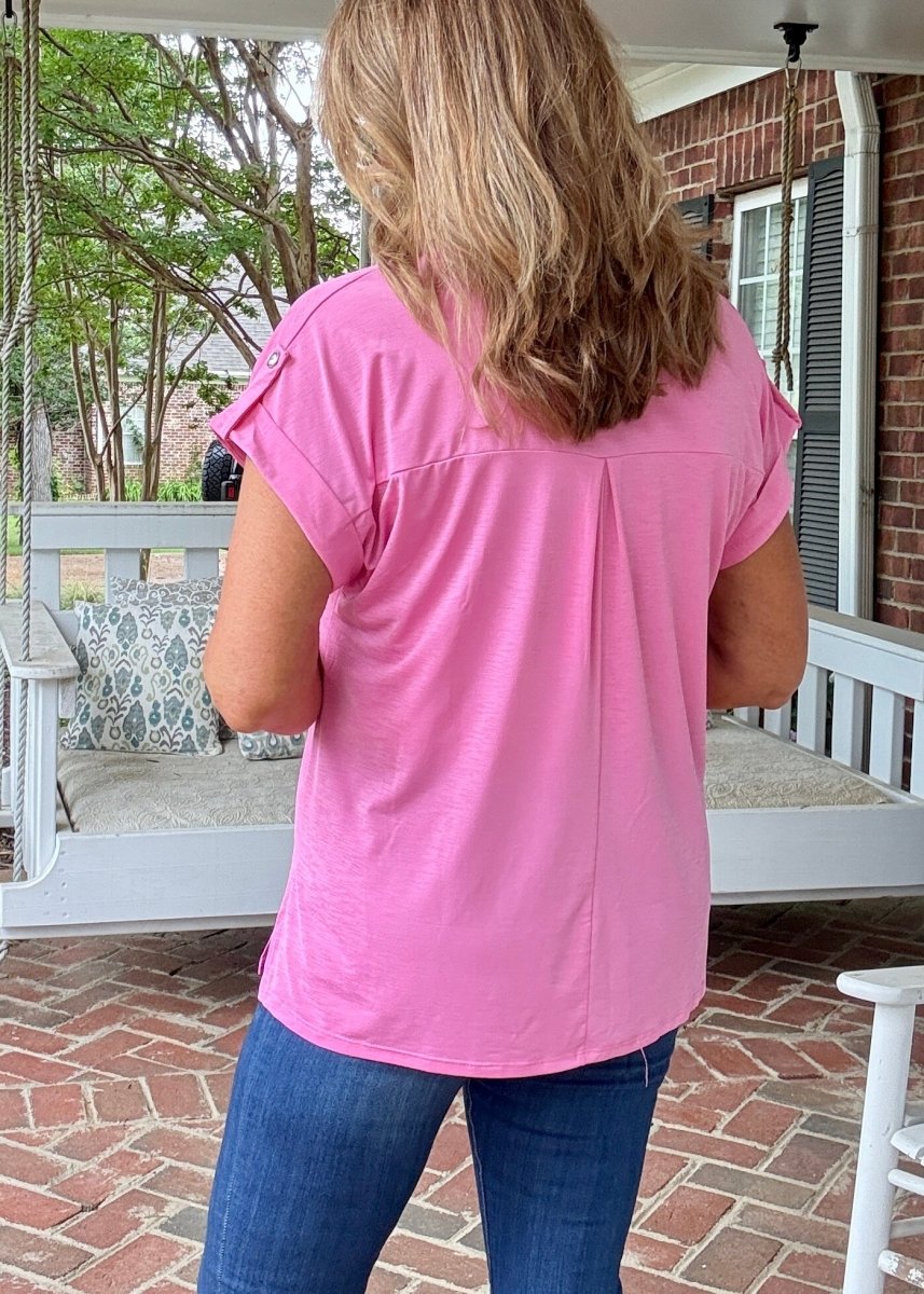 Lizzy Short Sleeve Top - Pink | Dear Scarlett - Dear Scarlett Wrinkle Free Top - Jimberly's Boutique - Olive Branch - Mississippi
