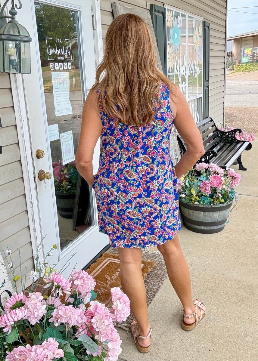 Lizzy Tank Dress - Royal Paisley (S - 3X) - Casual Dress - Jimberly's Boutique - Olive Branch - Mississippi