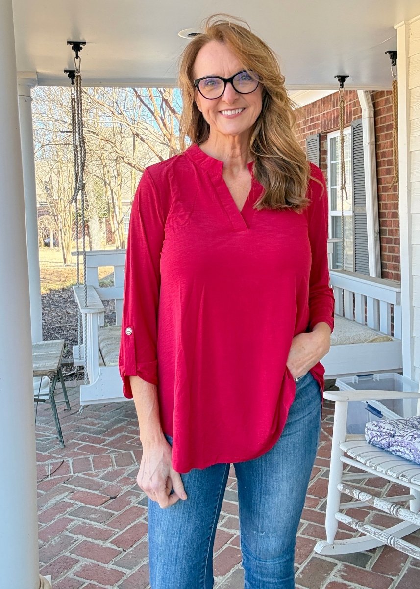 Lizzy Top - Jewel Red - Jimberly's Boutique - Olive Branch - Mississippi