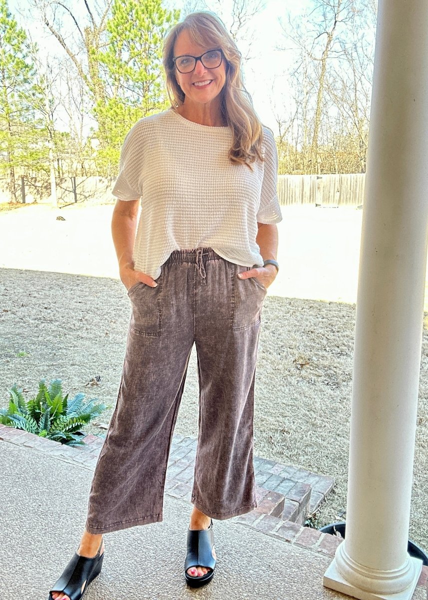 Lucinda Acid Wash Pants - Ash Grey - linen pants - Jimberly's Boutique - Olive Branch - Mississippi