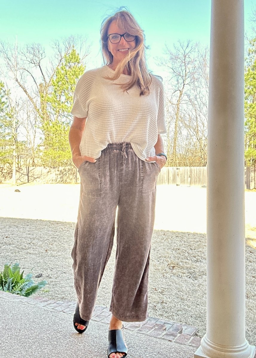 Lucinda Acid Wash Pants - Ash Grey - linen pants - Jimberly's Boutique - Olive Branch - Mississippi
