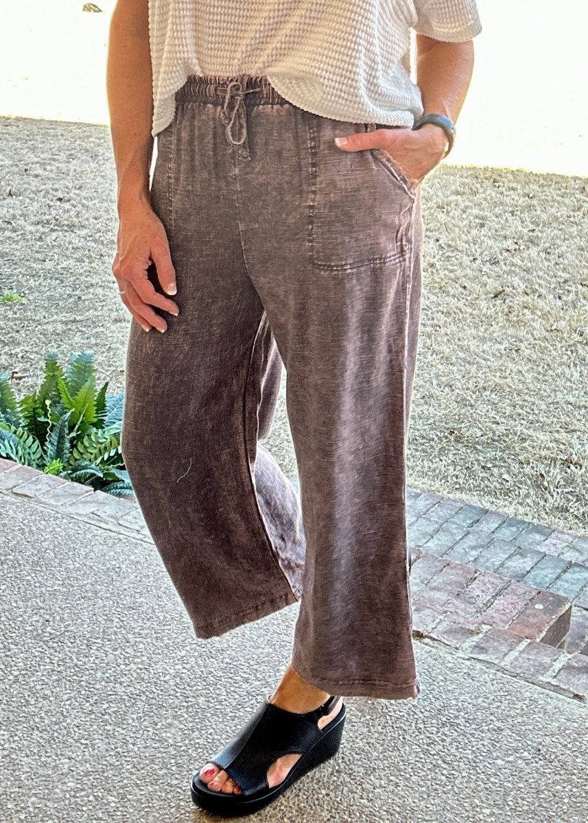 Lucinda Acid Wash Pants - Ash Grey - linen pants - Jimberly's Boutique - Olive Branch - Mississippi