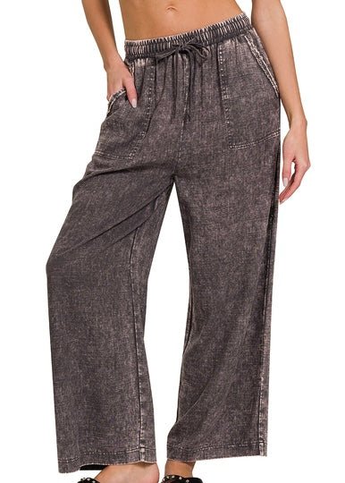 Lucinda Acid Wash Pants - Ash Grey - linen pants - Jimberly's Boutique - Olive Branch - Mississippi