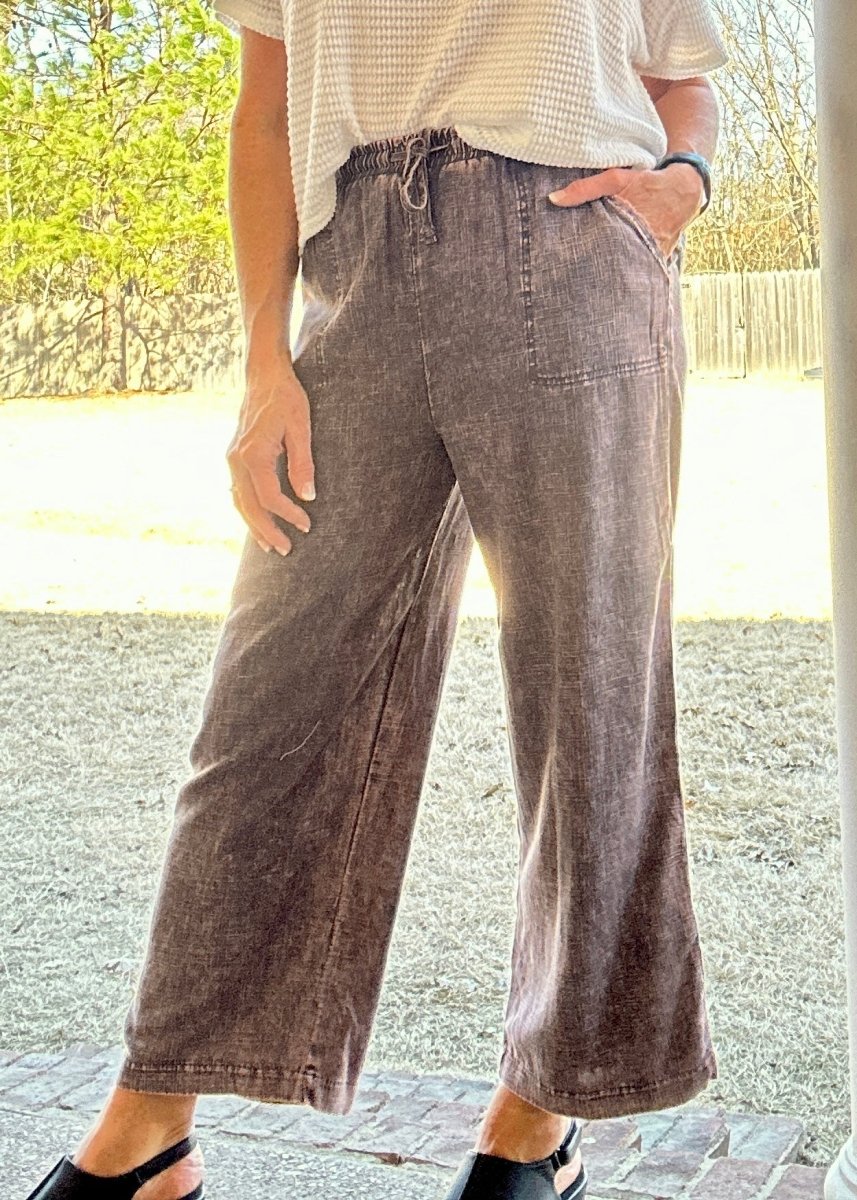 Lucinda Acid Wash Pants - Ash Grey - linen pants - Jimberly's Boutique - Olive Branch - Mississippi
