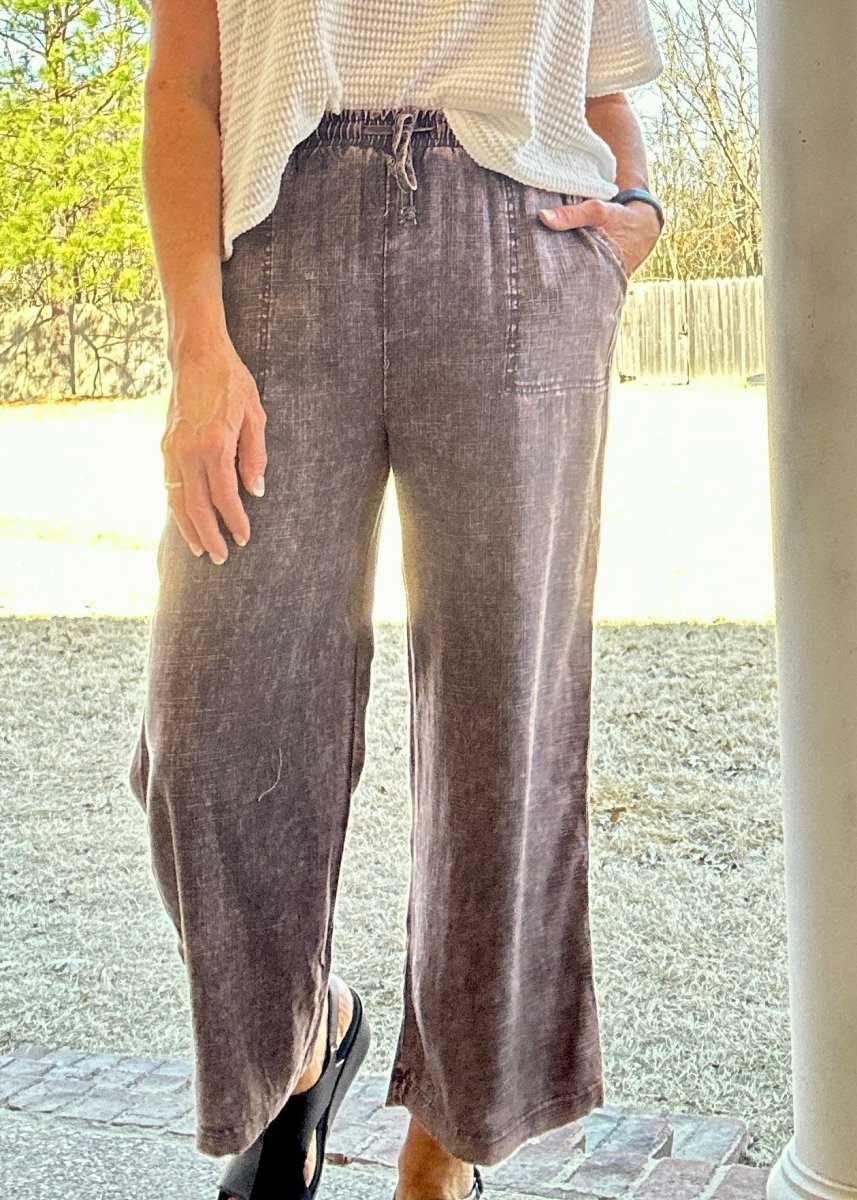 Lucinda Acid Wash Pants - Ash Grey - linen pants - Jimberly's Boutique - Olive Branch - Mississippi