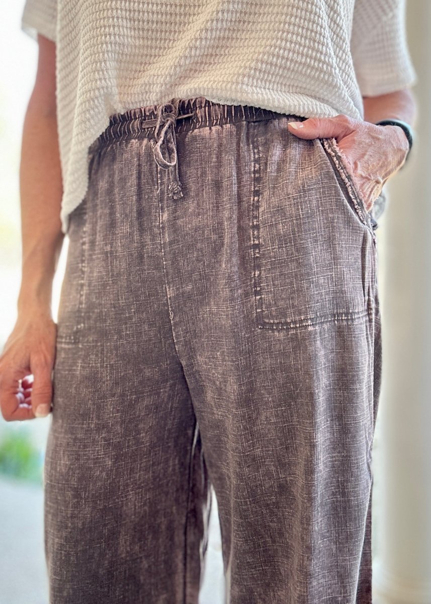 Lucinda Acid Wash Pants - Ash Grey - linen pants - Jimberly's Boutique - Olive Branch - Mississippi