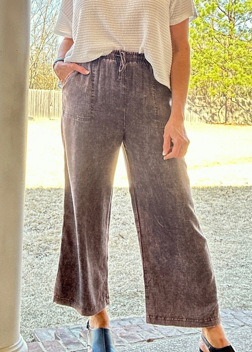 Lucinda Acid Wash Pants - Ash Grey - linen pants - Jimberly's Boutique - Olive Branch - Mississippi