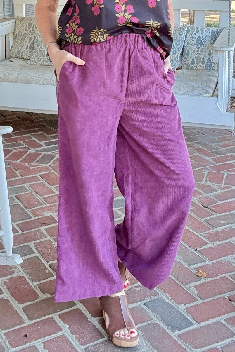 Lydia Corduroy Pants - Eggplant - corduroy pants - Jimberly's Boutique - Olive Branch - Mississippi
