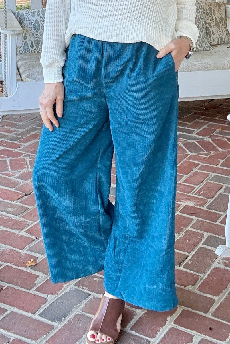 Lydia Corduroy Pants - Teal - corduroy pants - Jimberly's Boutique - Olive Branch - Mississippi