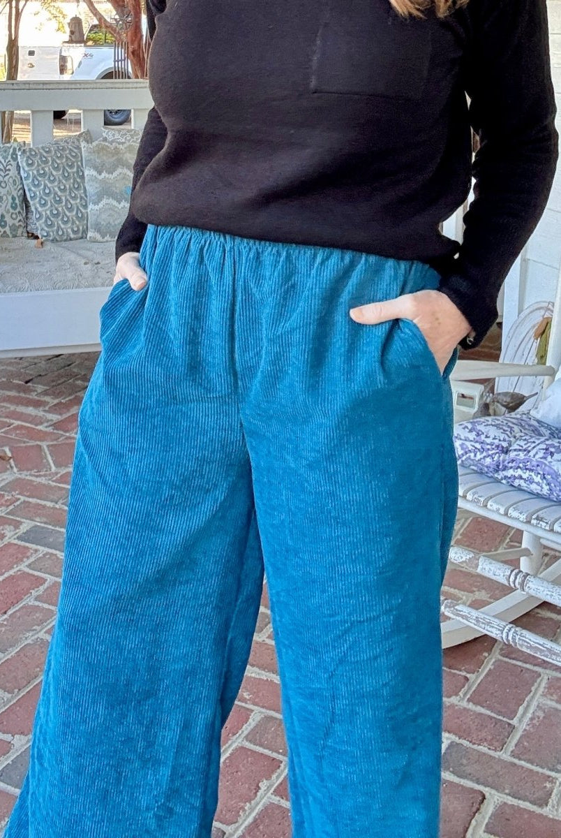 Lydia Corduroy Pants - Teal - corduroy pants - Jimberly's Boutique - Olive Branch - Mississippi