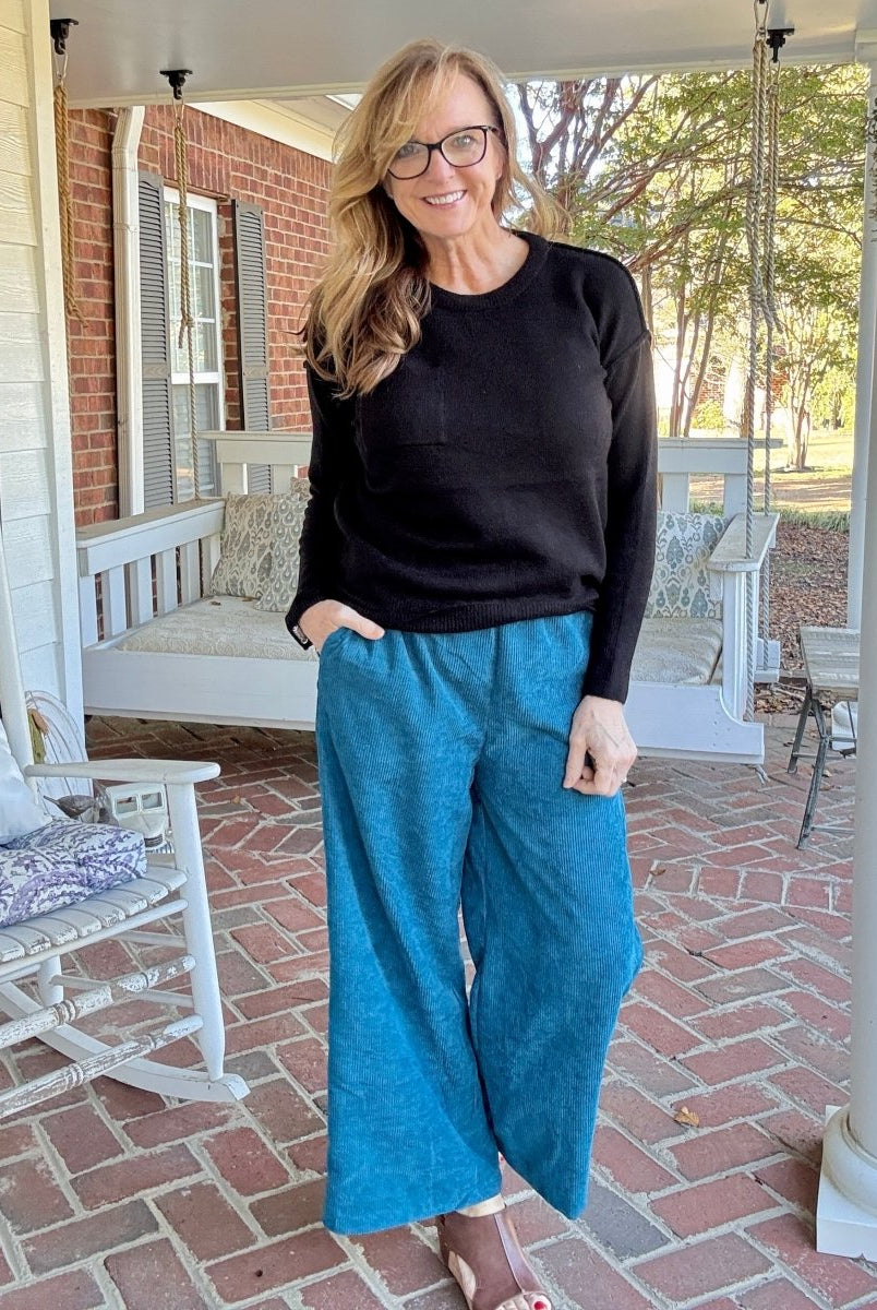 Lydia Corduroy Pants - Teal - corduroy pants - Jimberly's Boutique - Olive Branch - Mississippi