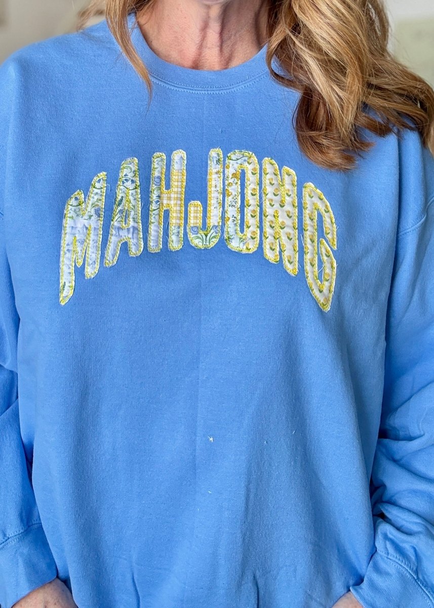 MAHJONG Applique' Sweatshirt - Carolina Blue - Embroidered Sweatshirt - Jimberly's Boutique - Olive Branch - Mississippi