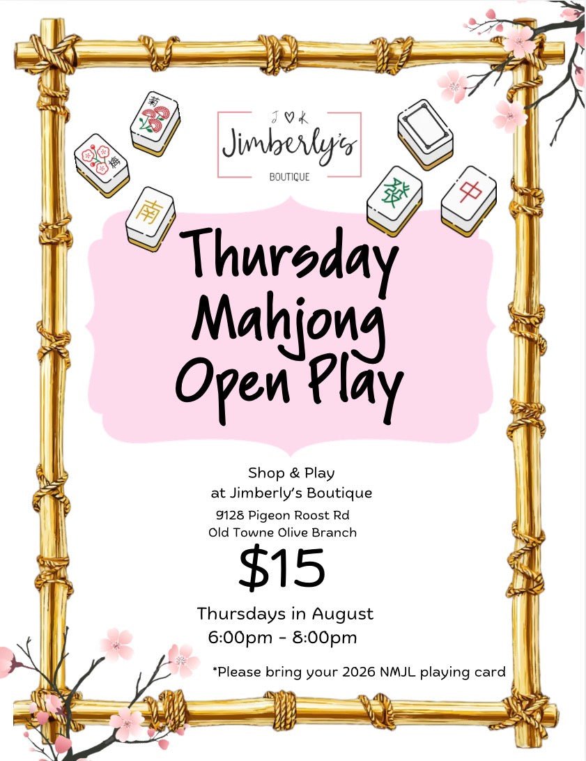 Mahjong Open Play | Thursday Nights in August - Mahjong Class -Jimberly's Boutique-Olive Branch-Mississippi
