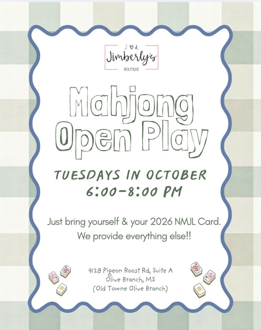 Mahjong Open Play | Tuesday Nights in October - Mahjong Class -Jimberly's Boutique-Olive Branch-Mississippi