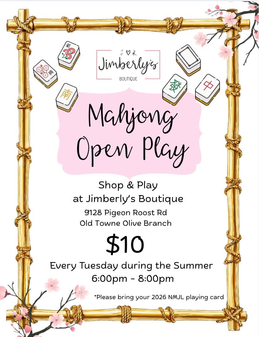 Mahjong Open Play | Tuesday Nights - Summer 2026 - Mahjong Class -Jimberly's Boutique-Olive Branch-Mississippi