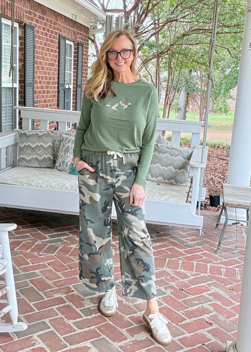 Mallard Embroidered Sweater - Olive Green - Jimberly's Boutique-Olive Branch-Mississippi