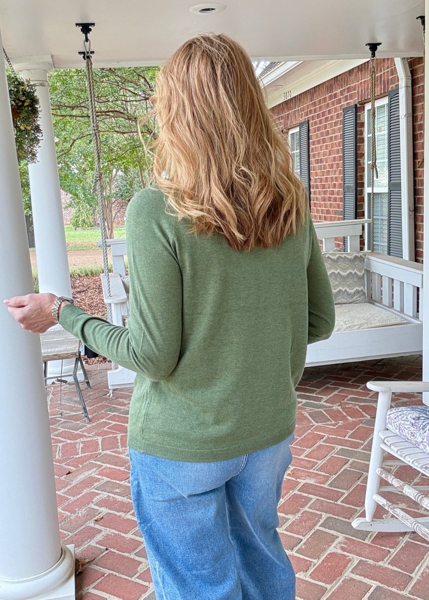 Mallard Embroidered Sweater - Olive Green - Jimberly's Boutique-Olive Branch-Mississippi