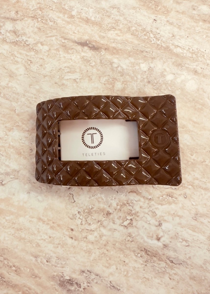 Medium Rectangle Flat Hair Clip - Truly Taupe Quilted - Flat Hair Clip - Jimberly's Boutique - Olive Branch - Mississippi