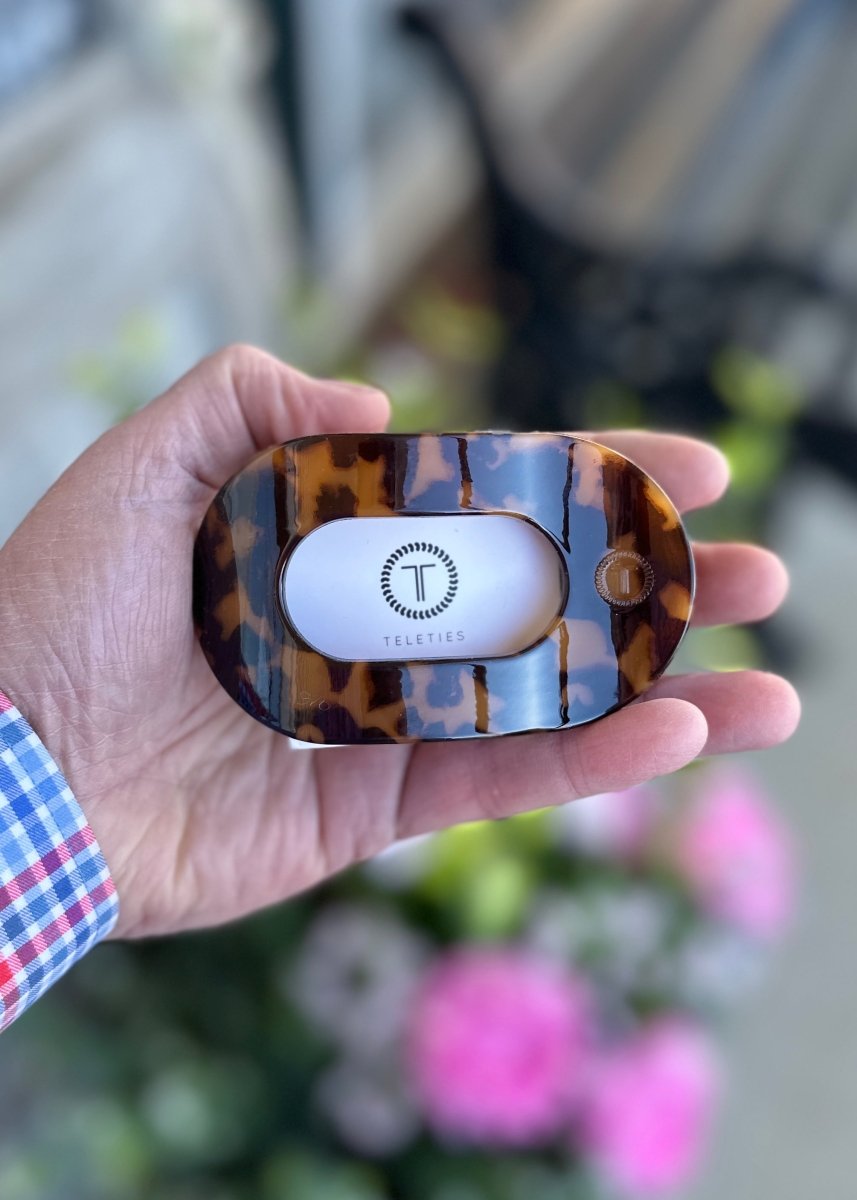 Medium Teleties Flat Oval Clip - Tortoise - -Jimberly's Boutique-Olive Branch-Mississippi