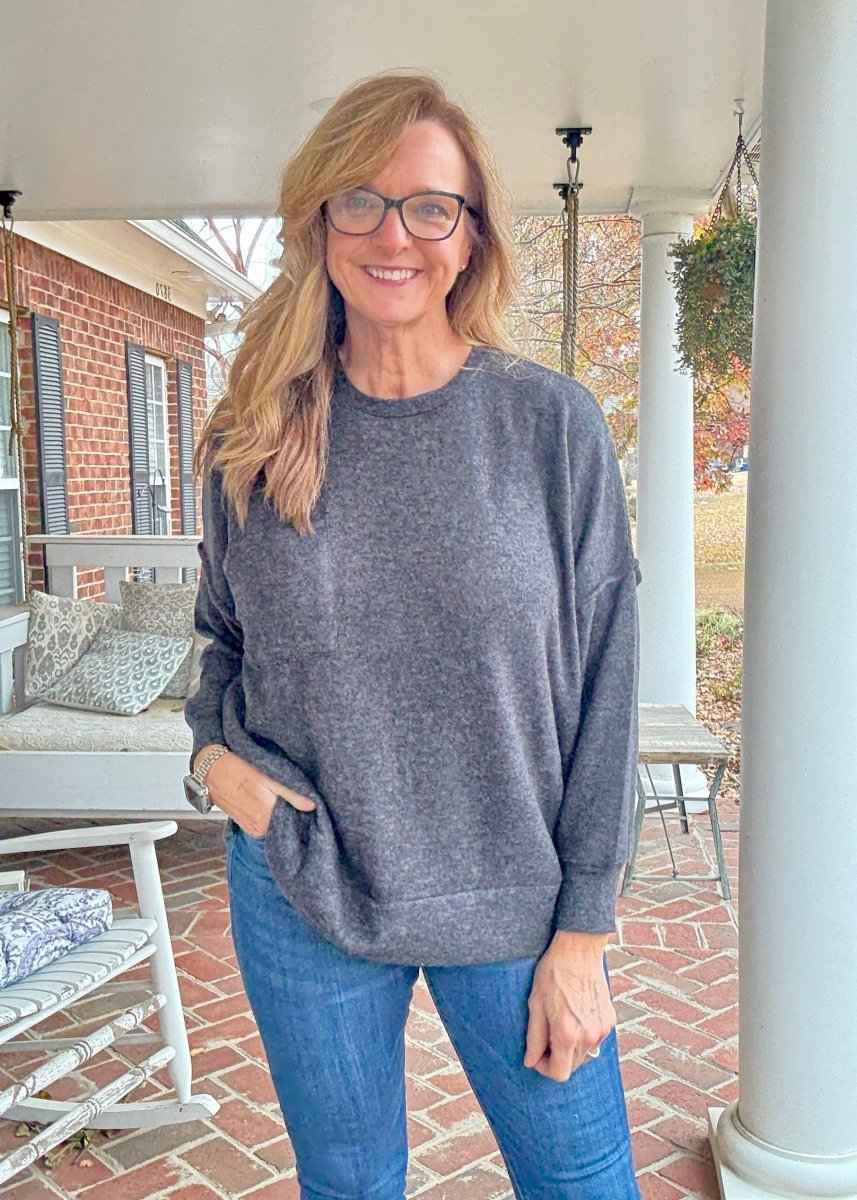 Melange Oversized Sweater - Black - sweater - Jimberly's Boutique - Olive Branch - Mississippi