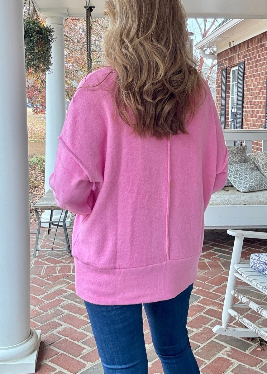 Melange Oversized Sweater - Candy Pink - sweater - Jimberly's Boutique - Olive Branch - Mississippi
