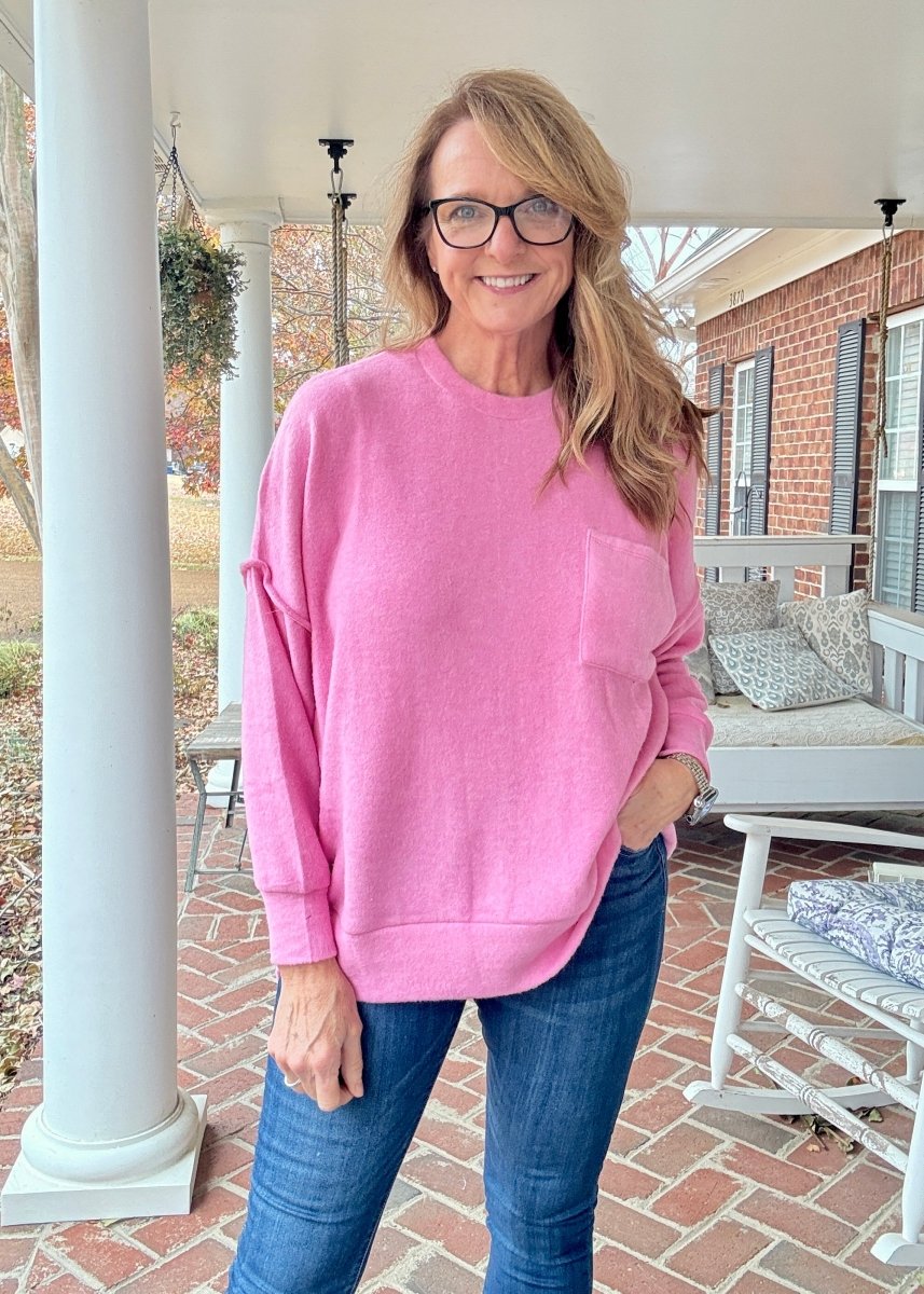Melange Oversized Sweater - Candy Pink - sweater - Jimberly's Boutique - Olive Branch - Mississippi