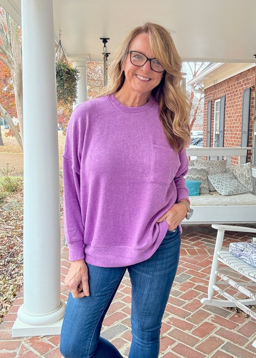 Melange Oversized Sweater - Violet - sweater - Jimberly's Boutique - Olive Branch - Mississippi