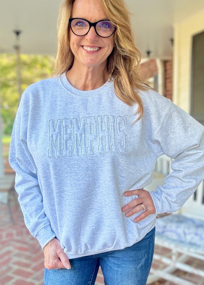 MEMPHIS Tone on Tone Applique' Sweatshirt - Jimberly's Boutique - Olive Branch - Mississippi