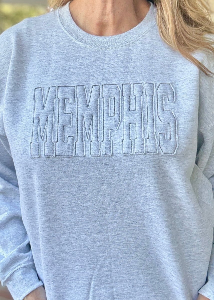 MEMPHIS Tone on Tone Applique' Sweatshirt - Jimberly's Boutique - Olive Branch - Mississippi