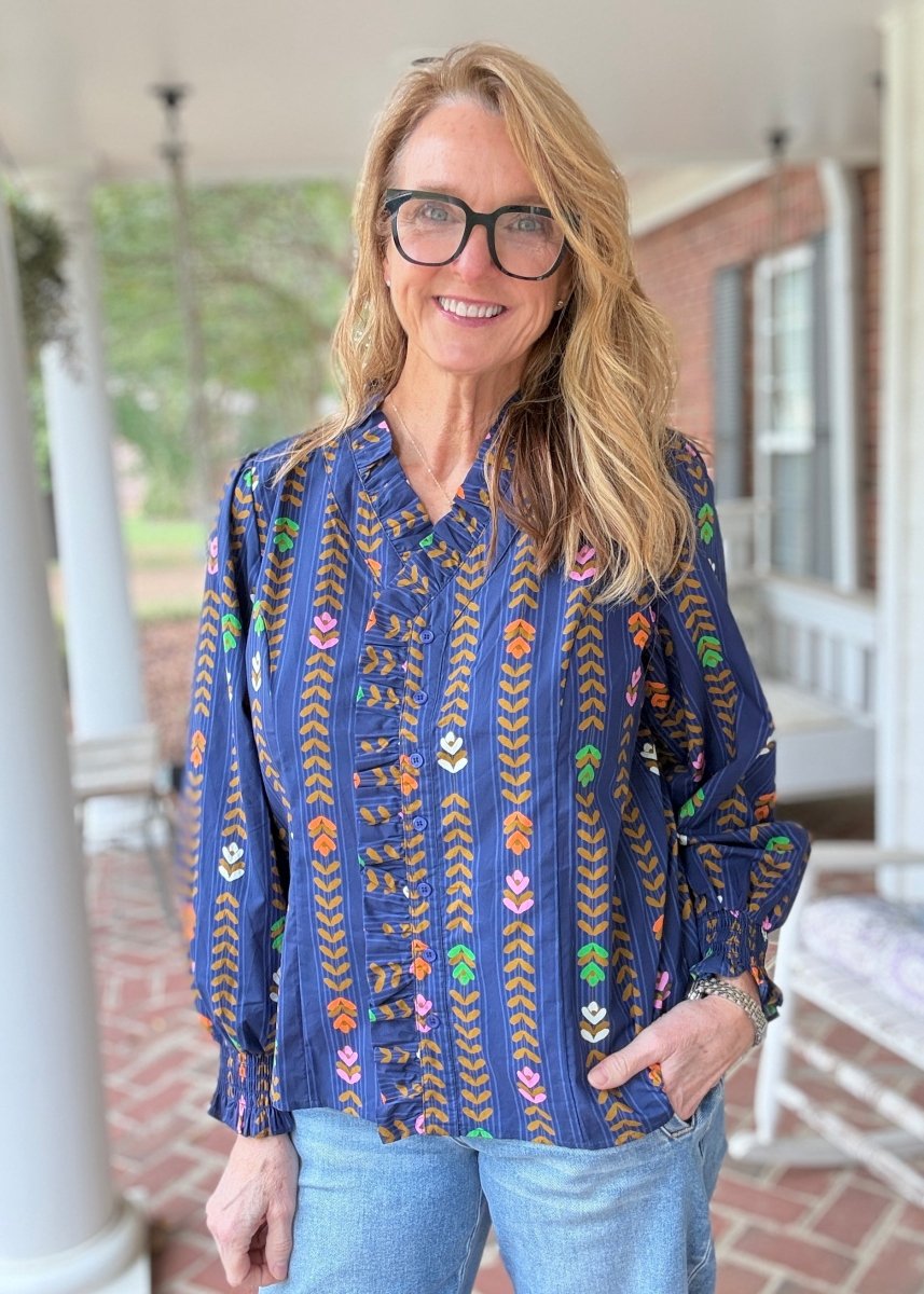 Midnight Mix Striped Floral Print Top - Umgee Top -Jimberly's Boutique-Olive Branch-Mississippi
