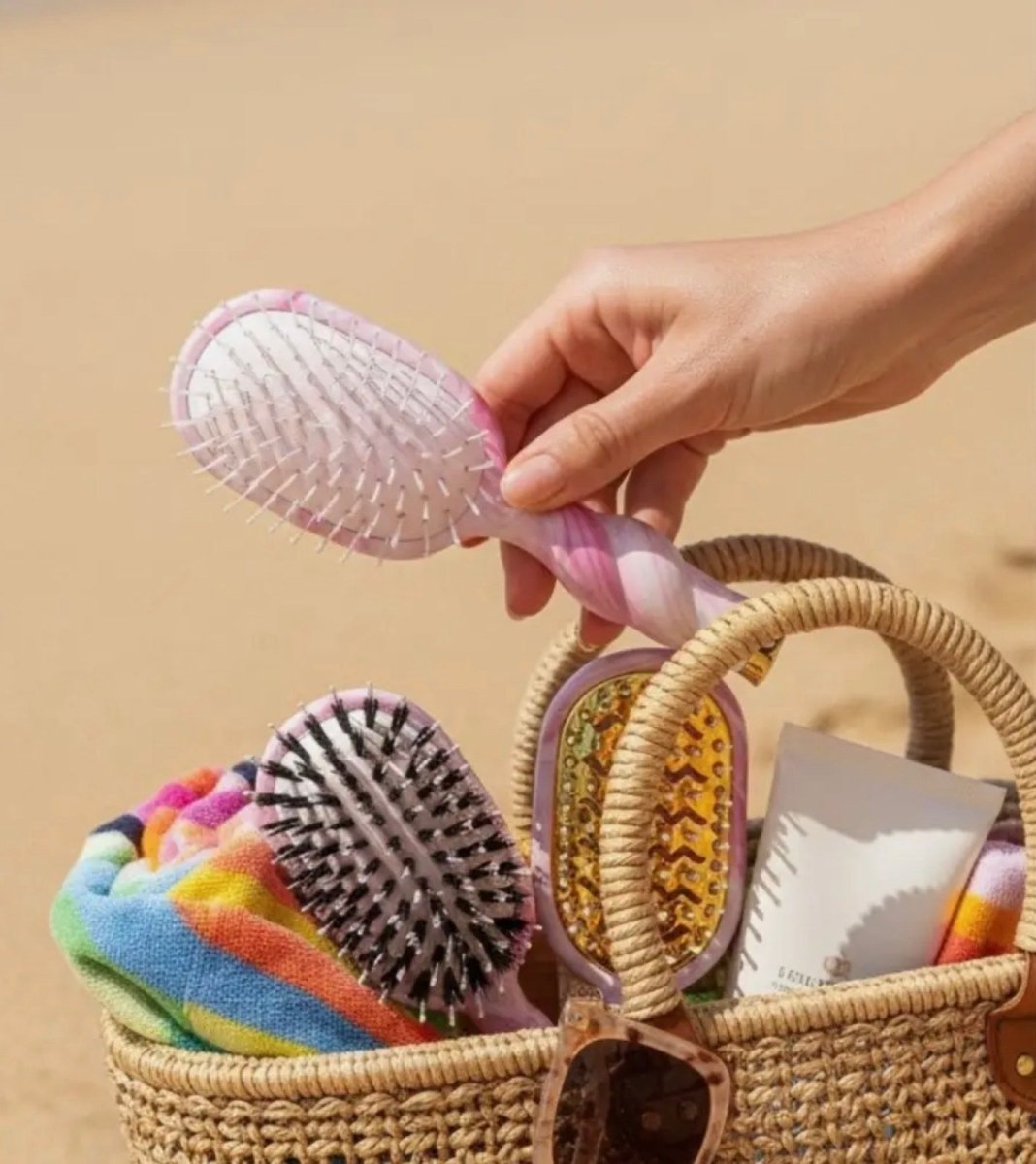 Mini Detangler Brush For Medium Hair - Pinch Me Pink - Teleties Hair Brush -Jimberly's Boutique-Olive Branch-Mississippi