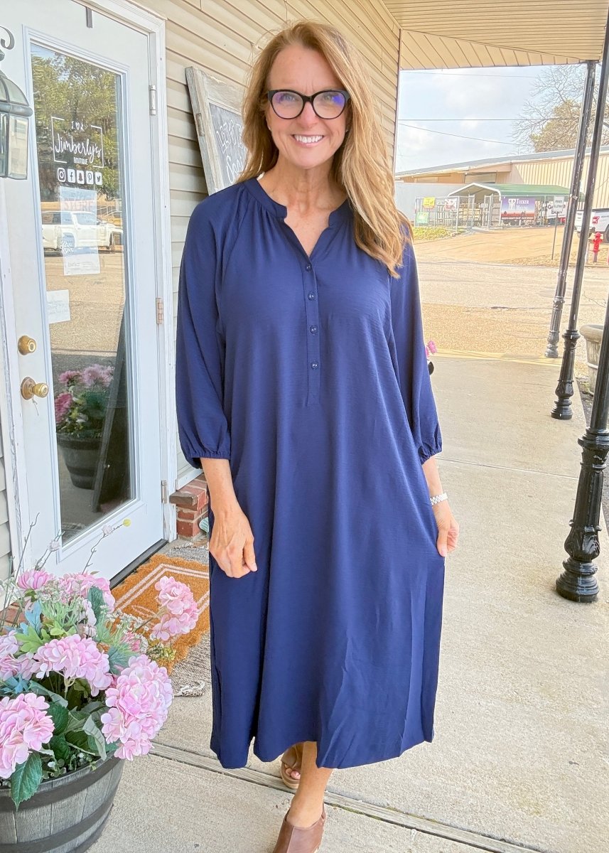 Miranda Midi Dress - Navy - midi dress - Jimberly's Boutique - Olive Branch - Mississippi