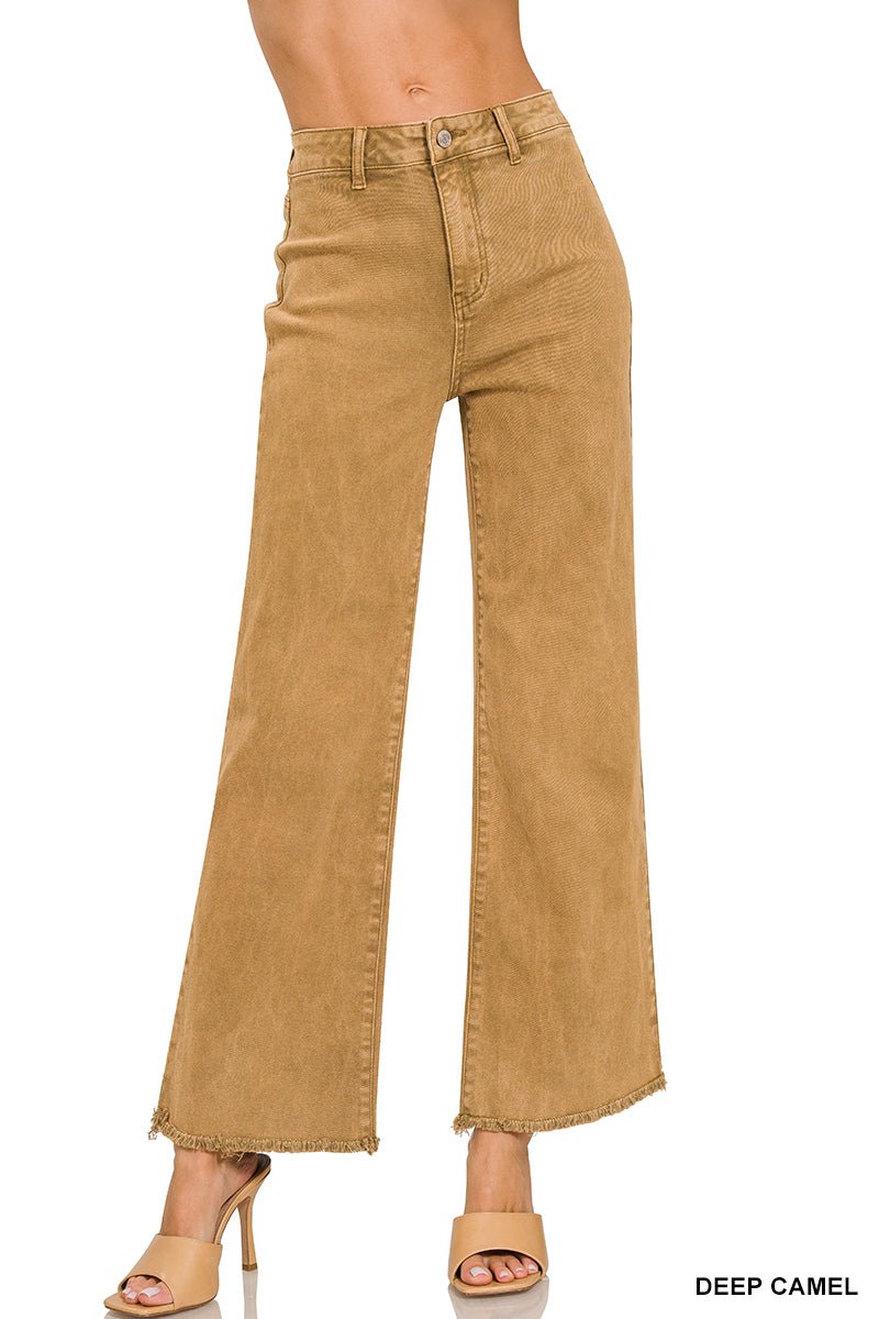 Mobile Acid Wash Straight Wide Pants - Deep Camel - colored jeans - Jimberly's Boutique - Olive Branch - Mississippi