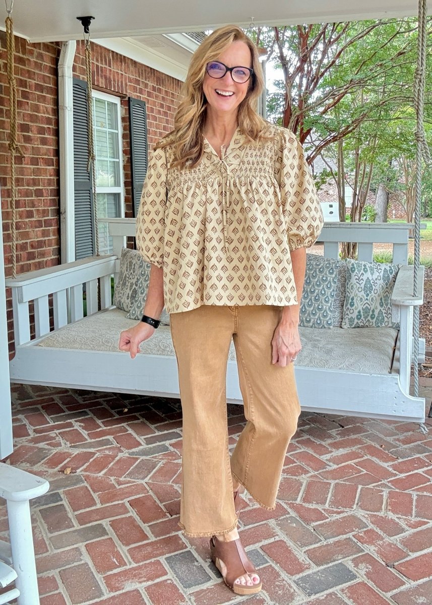 Mobile Acid Wash Straight Wide Pants - Deep Camel - colored jeans - Jimberly's Boutique - Olive Branch - Mississippi