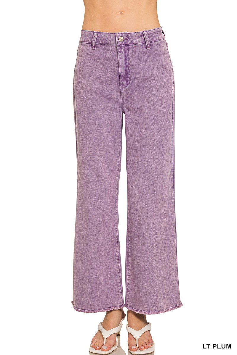 Mobile Acid Wash Straight Wide Pants - Lt Plum - casual pants - Jimberly's Boutique - Olive Branch - Mississippi