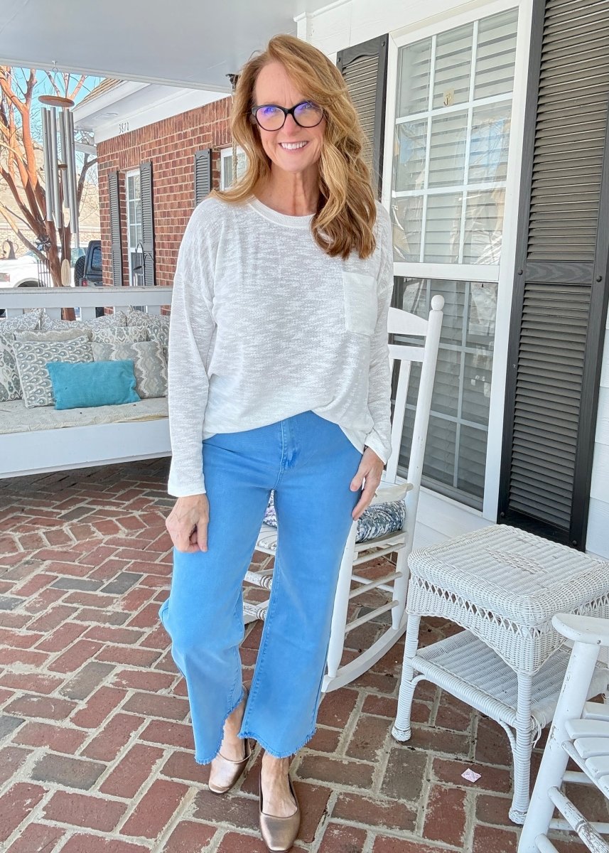 Mobile Acid Wash Straight Wide Pants - Ocean Blue - casual pants - Jimberly's Boutique - Olive Branch - Mississippi