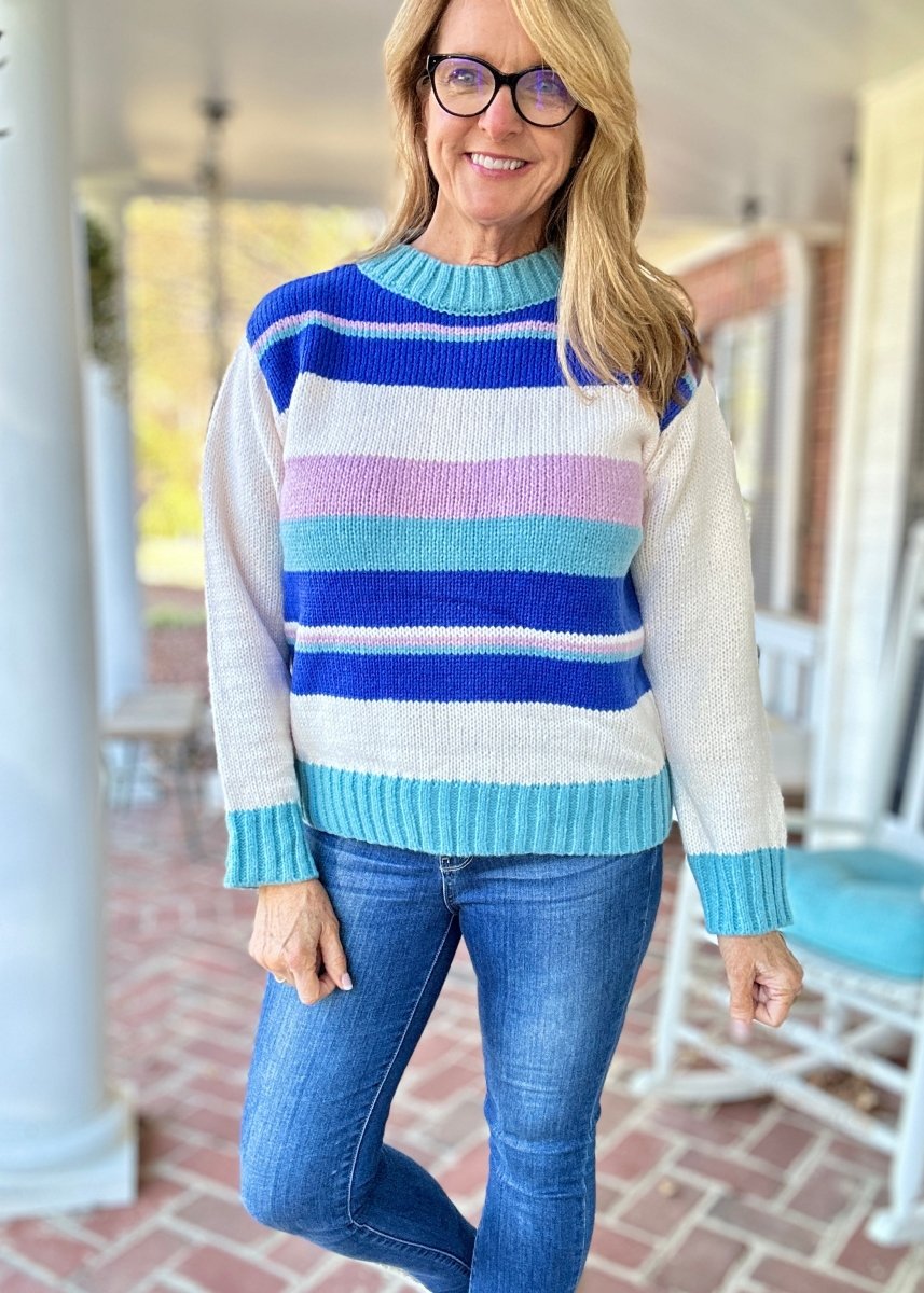 Mock Neck Striped Sweater | Easel - Easel Sweater - Jimberly's Boutique - Olive Branch - Mississippi