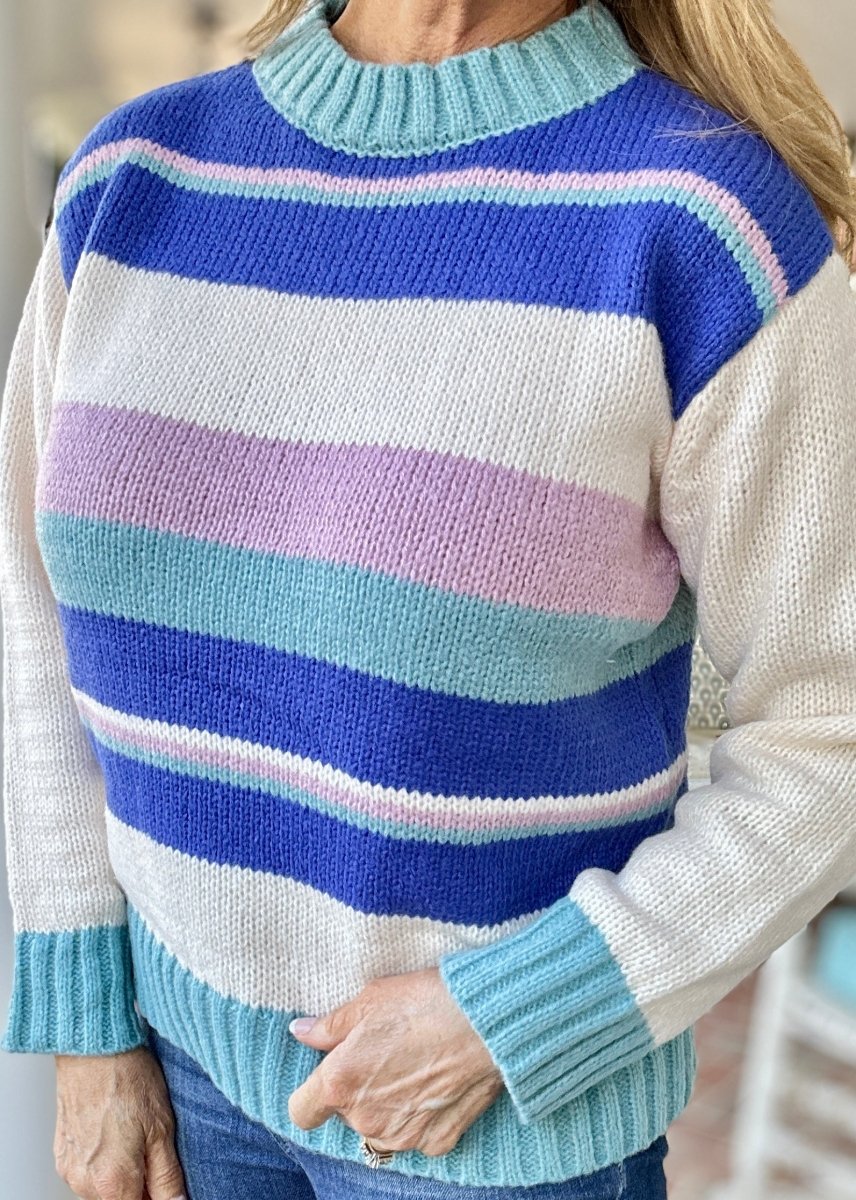 Mock Neck Striped Sweater | Easel - Easel Sweater - Jimberly's Boutique - Olive Branch - Mississippi