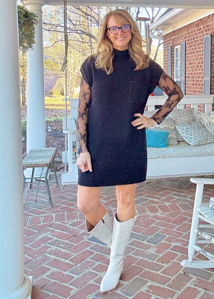 Mock Neck Sweater Dress - Black - sweater dress - Jimberly's Boutique - Olive Branch - Mississippi