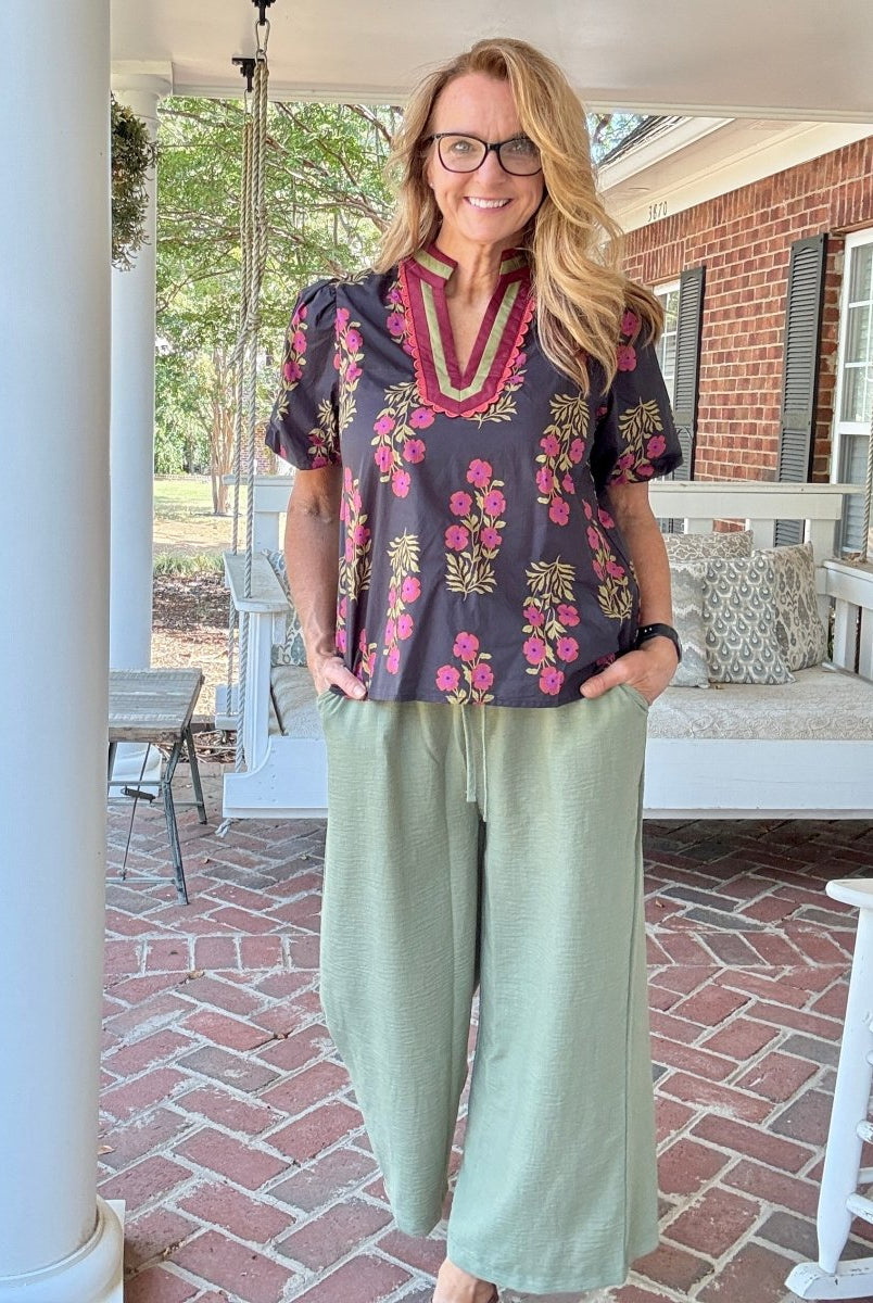 Moonlit Blooms Top | Entro - Entro Top - Jimberly's Boutique - Olive Branch - Mississippi