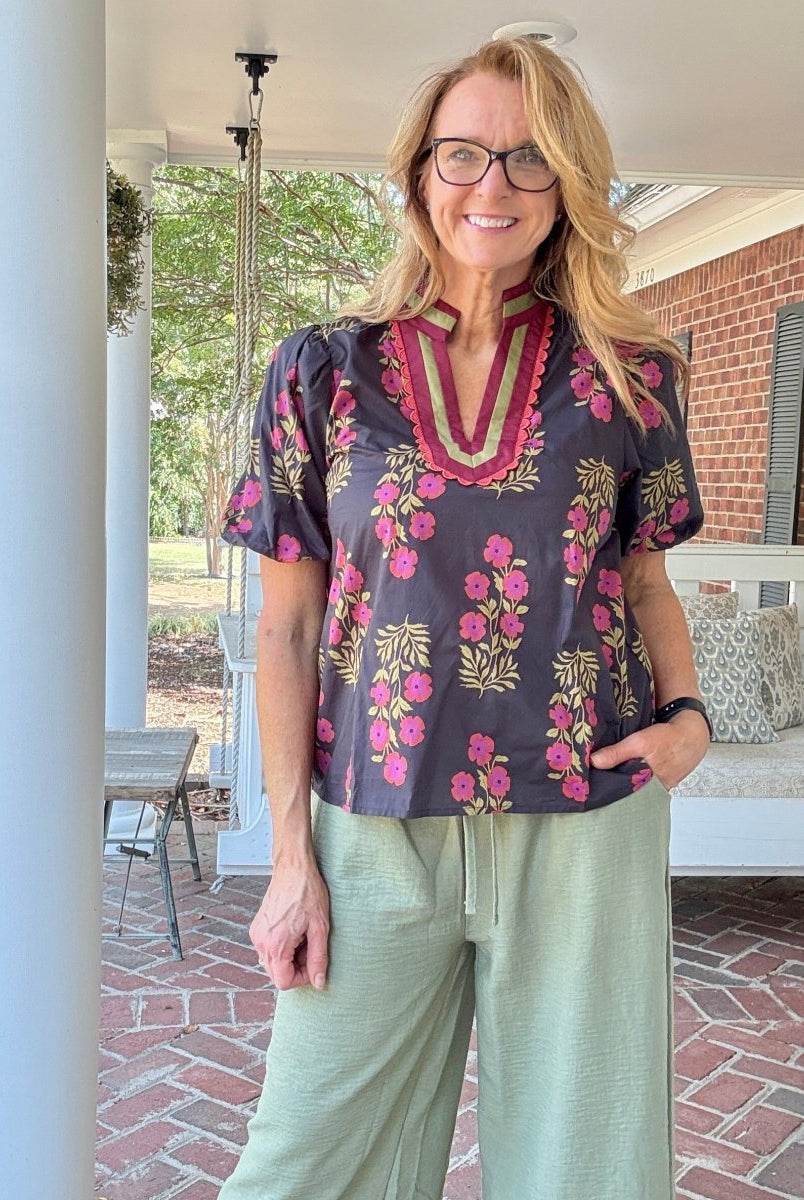 Moonlit Blooms Top | Entro - Entro Top - Jimberly's Boutique - Olive Branch - Mississippi