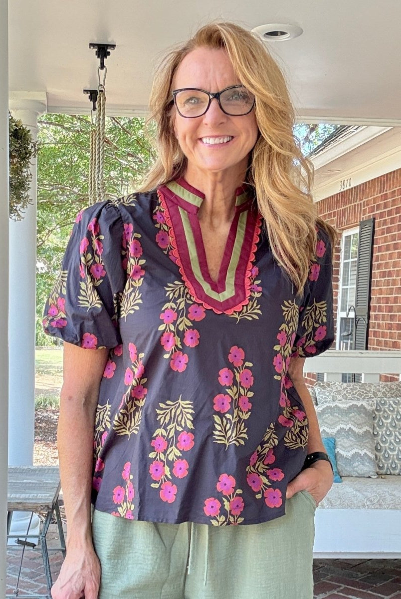 Moonlit Blooms Top | Entro - Entro Top - Jimberly's Boutique - Olive Branch - Mississippi