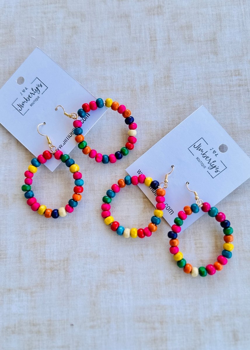 Multicolor Wood Bead Earrings - Earrings - Jimberly's Boutique - Olive Branch - Mississippi