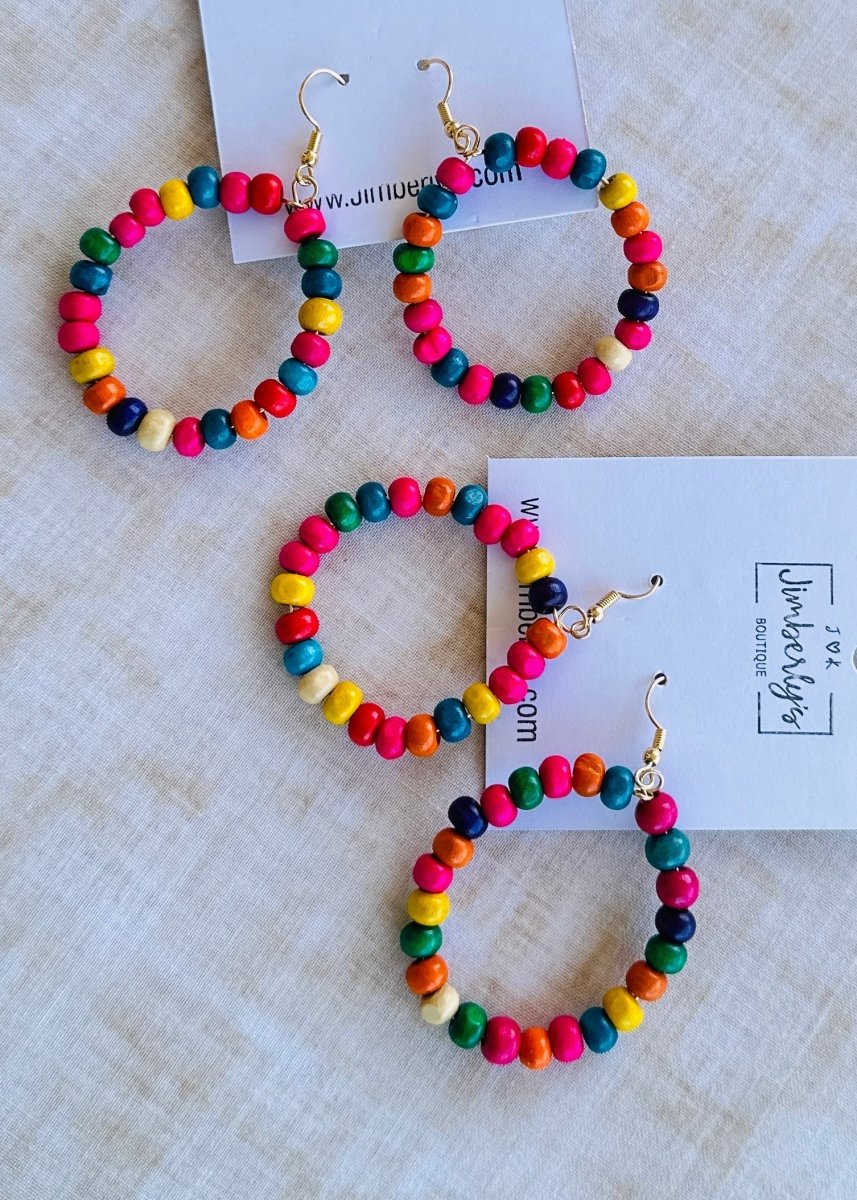 Multicolor Wood Bead Earrings - Earrings - Jimberly's Boutique - Olive Branch - Mississippi